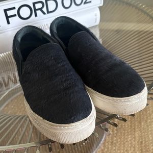 Celine Pony hair Leather Slip On Sneakers